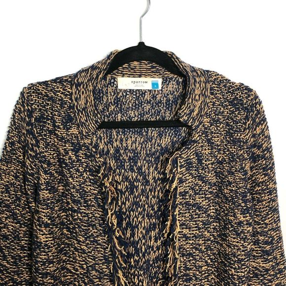 Anthropologie Sparrow Marled Peat Cardigan Linen Wool Open Front Sweater Small - Picture 5 of 8
